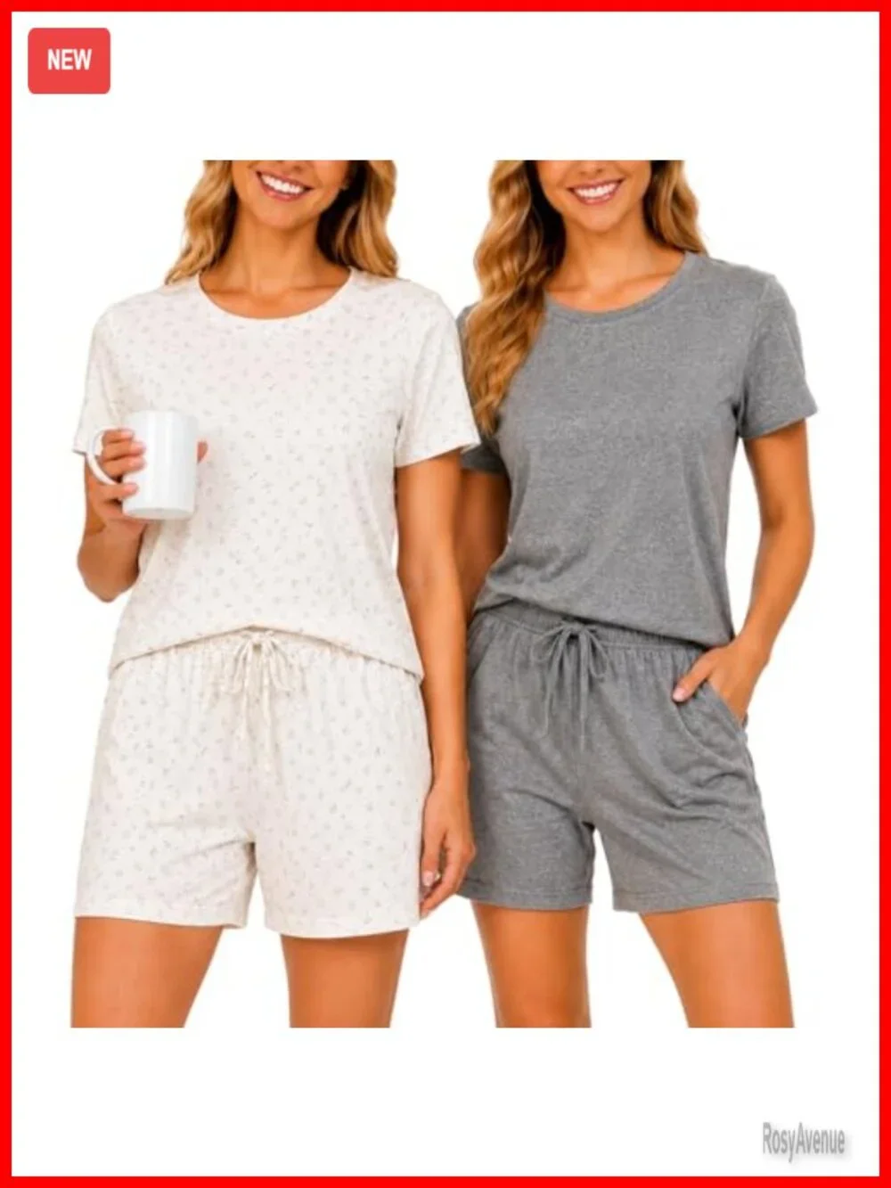 Women's 2-Piece Pajama Set - Short Sleeve Tee & Shorts - Soft Stretch